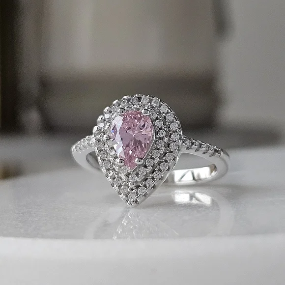 charmed aroma Jewelry Pink Gemstone Ring Size 925 Sterling